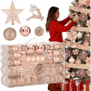 Vánoční dekorace SADA VÁNOČNÍCH BANĚK MIX VÁNOČNÍ ZLATÉ XXL 120 KS