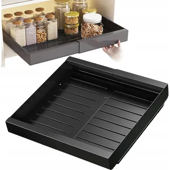 Úložný box ŠUPLÍK VÝSUVNÝ ORGANIZÉR DO ZÁSUVEK KOVOVÝ ČERNÝ 43-50 CM