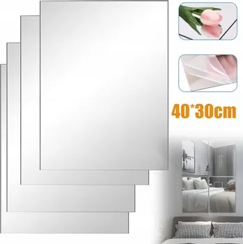 Zrcadlo ZRCADLO NÁSTĚNNÉ SAMOLEPÍCÍ, 40 X 30 CM SKLO HD, 4 KUSY OBKLADŮ