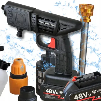 Vysokotlaký čistič BEZDRÁTOVÁ TLAKOVÁ MYČKA AUTOMOBILOVÁ AKUMULÁTOROVÁ| 2x 48V BATERIE