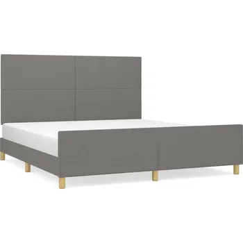 Postel Rám postele s čelem, tmavě šedá, 203 x 186 x 118/128 cm