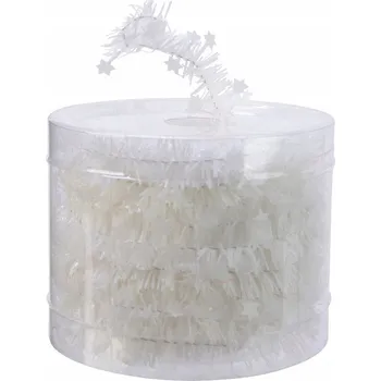 Vánoce Bílý vánoční řetěz girlanda na věnec, dekorace s hvězdičkami 7M