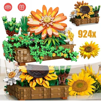 Obraz STAVEBNICE KVĚTINY SLUNEČNICE CHRYZANTÉMA KYTICE 924DÍLŮ OZDOBA 2V1