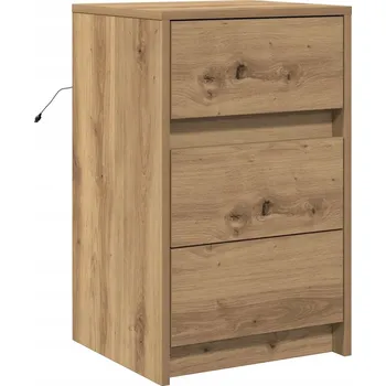 Noční stolek Noční stolek dub artisan 38 x 34 x 61 cm s LED osvětlením a USB