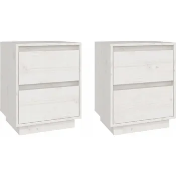 Noční stolek Noční stolky, 2 ks, bílé, 40x35x50 cm, masivní dřevo