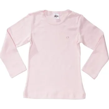 PLEAS Dívčí bavlněné tričko dlouhý rukáv, růžové Velikost: 104