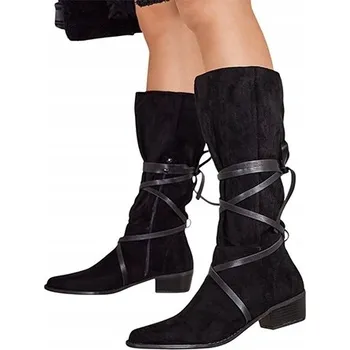 Dámské kozačky Royalfashion dámské kozačky do půlky lýtek s plochým podpatkem, velikost 37