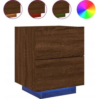 Noční stolek Noční stolek LED 45x40x55 cm hnědý dub