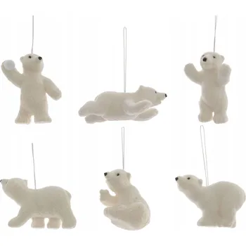 Vánoční ozdoba Ozdoba na stromeček MEDVÍDEK LEDNÍ BÍLÝ Vánoční Koule Koule Brokátová 9 cm