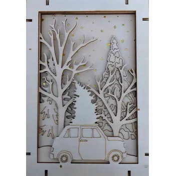 Obraz 3D obraz 14,8 x 21 cm Zimní scenérie