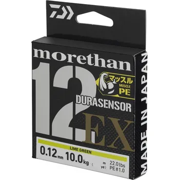 Daiwa Pletená Šňůra Morethan Durasensor 12 Braid EX+Si3 Lime Green 150m 0,14mm, 12 Kg