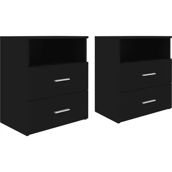 Noční stolek Noční stolky, 2 ks, černé, 50x32x60 cm