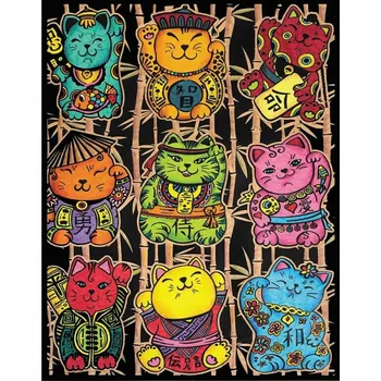 Obraz Velurová omalovánka ColorVelvet Koťátka štěstí 47x35 cm