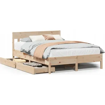 Postel Rám postele s čelem z masivního borovicového dřeva 195,5 x 125,5 x 81 cm