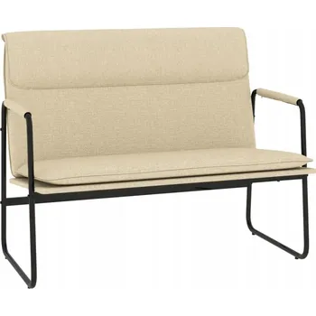 Čalouněná lavice krémová s nakloněným opěradlem, kovový rám, 100x64x80