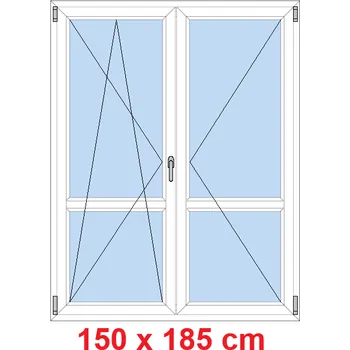 Okno Soft Dvoukřídlé balkonové dveře s příčkou 150x185 cm, otevíravé a sklopné