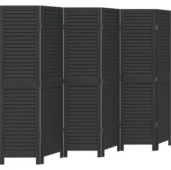 Paraván Černá paraván z masivního dřeva paulovnie 210-215 x 160 cm, 6 panelů