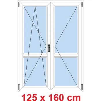 Okno Soft Dvoukřídlé balkonové dveře s příčkou 125x160 cm, otevíravé a sklopné