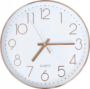 Hodiny Nástěnné hodiny PP růžové zlato 30 cm bílé