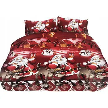 Povlečení POVLEČENÍ VÁNOČNÍ 140X200 SATÉNOVÉ DĚTSKÉ SE SNĚHULÁKEM POVLEČENÍ NA POLŠTÁŘ 70X80