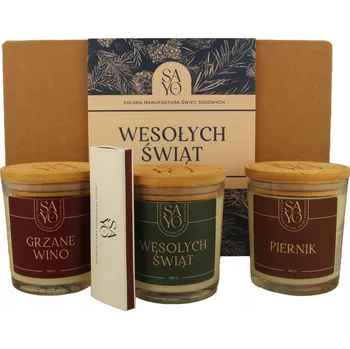 Svíčka Sójová vonná svíčka Perníček, Svařené víno, Zázvorový perník Sayo 3 ks