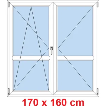 Okno Soft Dvoukřídlé balkonové dveře s příčkou 170x160 cm, otevíravé a sklopné