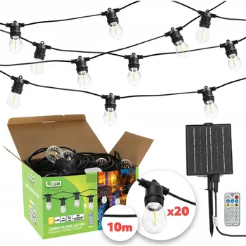 Venkovní osvětlení Solární zahradní girlanda, solární světýlka 20x LED žárovka na balkon, 20 m