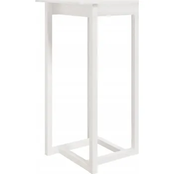 Jídelní stůl Barový stolek z masivního borovicového dřeva, bílý, 60 x 60 x 110 cm