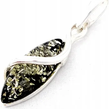 Přívěsek STŘÍBRNÝ PŘÍVĚSEK SE ZELENÝM JANTAROVÝM KAMENEM
