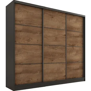 Šatní skříň Šatní skříň HARAZIA 200 bez zrcadla, černý mat/dub lefkas - II. jakost, POUZE OSOBNÍ ODBĚR +možnost VÝNOSU + vyzvednutí ZDARMA