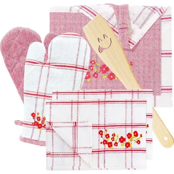 Kuchyňská zástěra ARÔME HOME Máky Zástěra, chňapka, utěrky a dřevěná vařečka