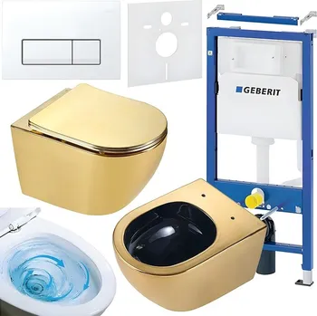 Klozet BPS-koupelny Podomítkový modul Geberit DuoFix s WC mísou MU-GL-BL-TR-03 + ovládací tlačítko Delta 50 bílá