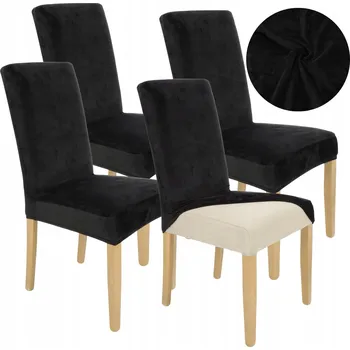 Potah na židli Potah na židli Ubieramy-meble černý velur elastický 4 ks