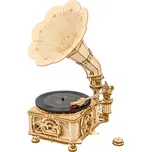 RoboTime 3D dřevěná mechanická skládačka Gramofon (elektrický pohon)