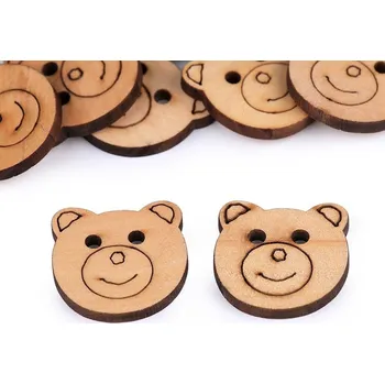 Galanterie Knoflík dětský medvěd dřevěný