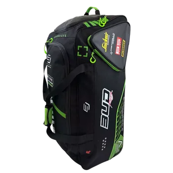 Motokrosová cestovní taška - cestovní textilní brašna na kolečkách s rukojetí BUD RACING TRAVEL ROLLER BAG BIG TEAM s objemem 150 litrů, barva černá/zelená (rozměr 90 × 45 × 35 cm, navržena pro motokrosové jezdce a náročné cestování)