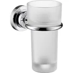 AXOR CITTERIO držák kartáčků s pohárkem, nástěnný, sklo, chrom