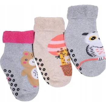 Ponožky froté barevné s ABS, zvířátka 3PAK 23-26 YOCLUB