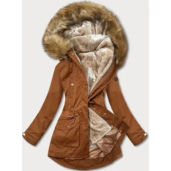 Karamelovo-béžová dámská zimní bunda parka (m-21356) odstíny hnědé S (36)