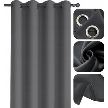 Obraz ZÁVĚSY HOTOVÉ HLADKÉ 145x240 NA KOLEČKÁCH ZÁVĚS MATNÝ KOLEČKA GRAFIT