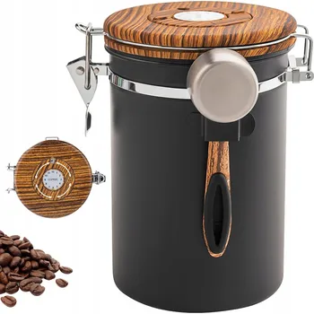 Dóza na potraviny HERMETICKÁ NÁDOBA NA KÁVU VAKUOVÁ DÓZA NA KÁVU 1800ML S LŽIČKOU