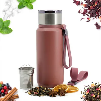 TERMOSKA TERMOHRNEK CESTOVNÍ OCELOVÁ 650 ml NA KÁVU ČAJ VODU + SÍTKO