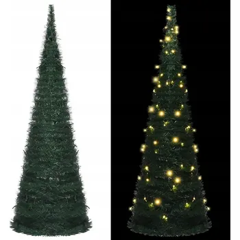 Vánoční stromek Rozkládací LED vánoční stromek 180 cm z PVC, s USB, zelený