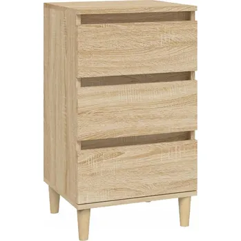 Noční stolek Noční stolek dub sonoma 40 x 35 x 70 cm se 3 zásuvkami na dřevěných nohách