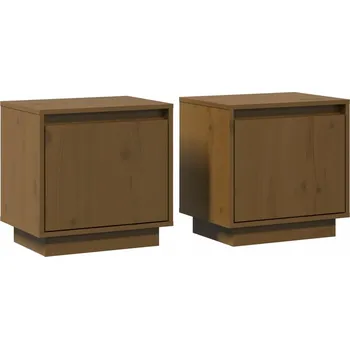 Noční stolek Dřevěné noční stolky, medově hnědá, 40 x 30 x 40 cm, 2 ks