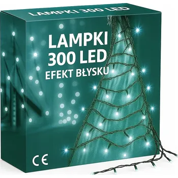 Vánoční dekorace VÁNOČNÍ OSVĚTLENÍ NA STROMEČEK 300 LED venkovní 230V 22m STUDENÁ BÍLÁ vánoční FLASH