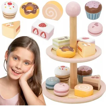 Dřevěná hračka DŘEVĚNÁ SADA CUKRÁŘE ETAŽÉR S DORTEM ODPOLEDNÍ ČAJ VIGA