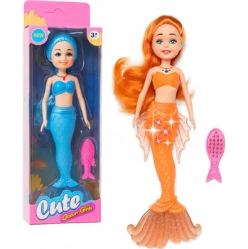 Panenka MOŘSKÁ PANNA PANENKA 22 CM SE SVĚTLEM, SVÍTÍCÍ OCAS, BAREVNÉ VLASY