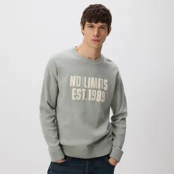 Pánský svetr Reserved - Svetr s&nbsp;nápisem - bledá zelená - 646HD-07X - 646HD-07X-S