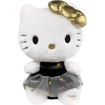 plyšák PLYŠÁK KOČKA V ČERNÝCH ŠATECH SE ZLATOU MAŠLÍ 50 CM